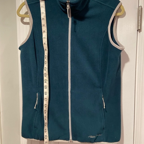 Eddie Bauer Women’s Full Zip Mock Neck Teal Fleece Vest Zip Pockets Size S - Picture 8 of 10